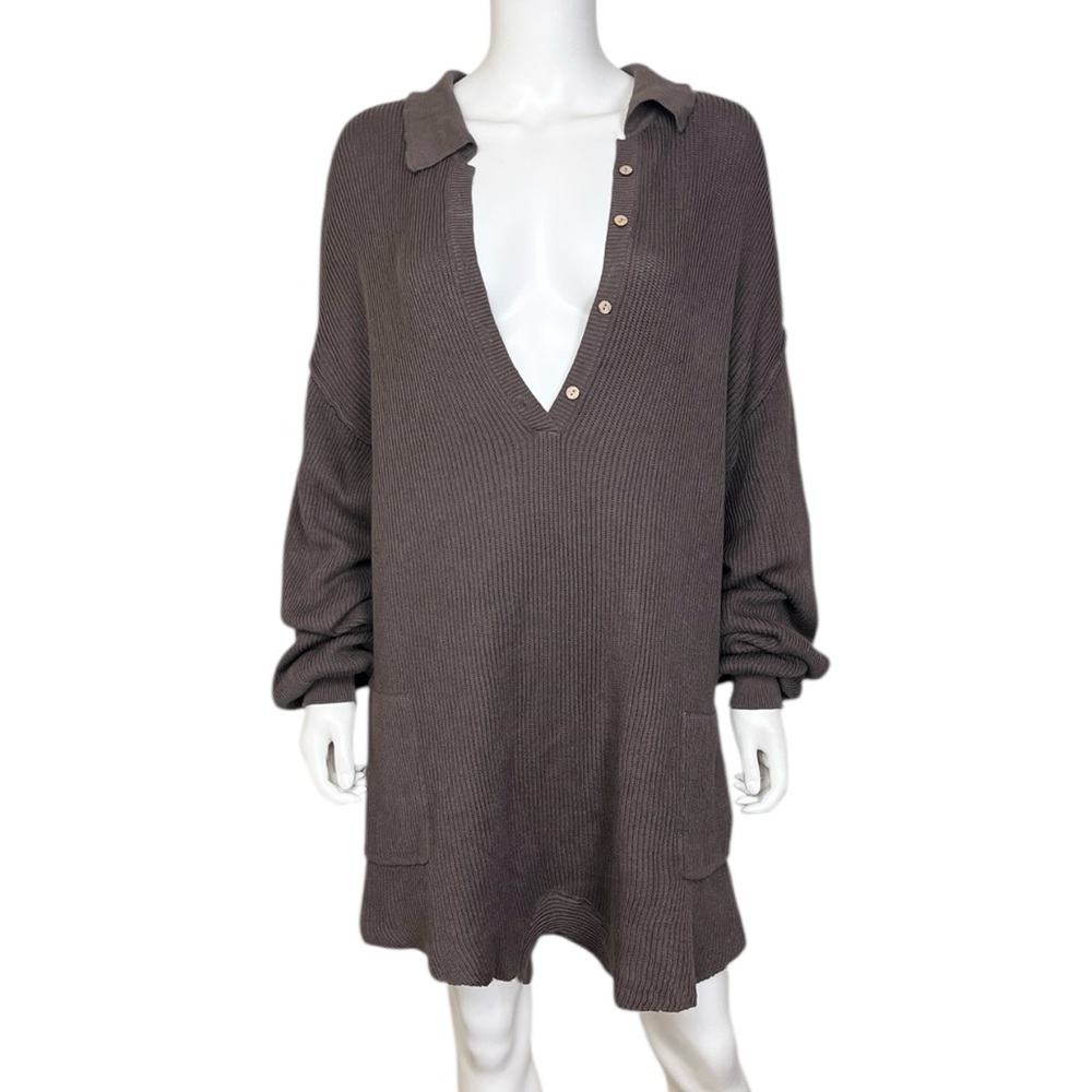 Free People FP Beach Picnic Sweater Romper in Minked - sz Large - Picture 4 of 10